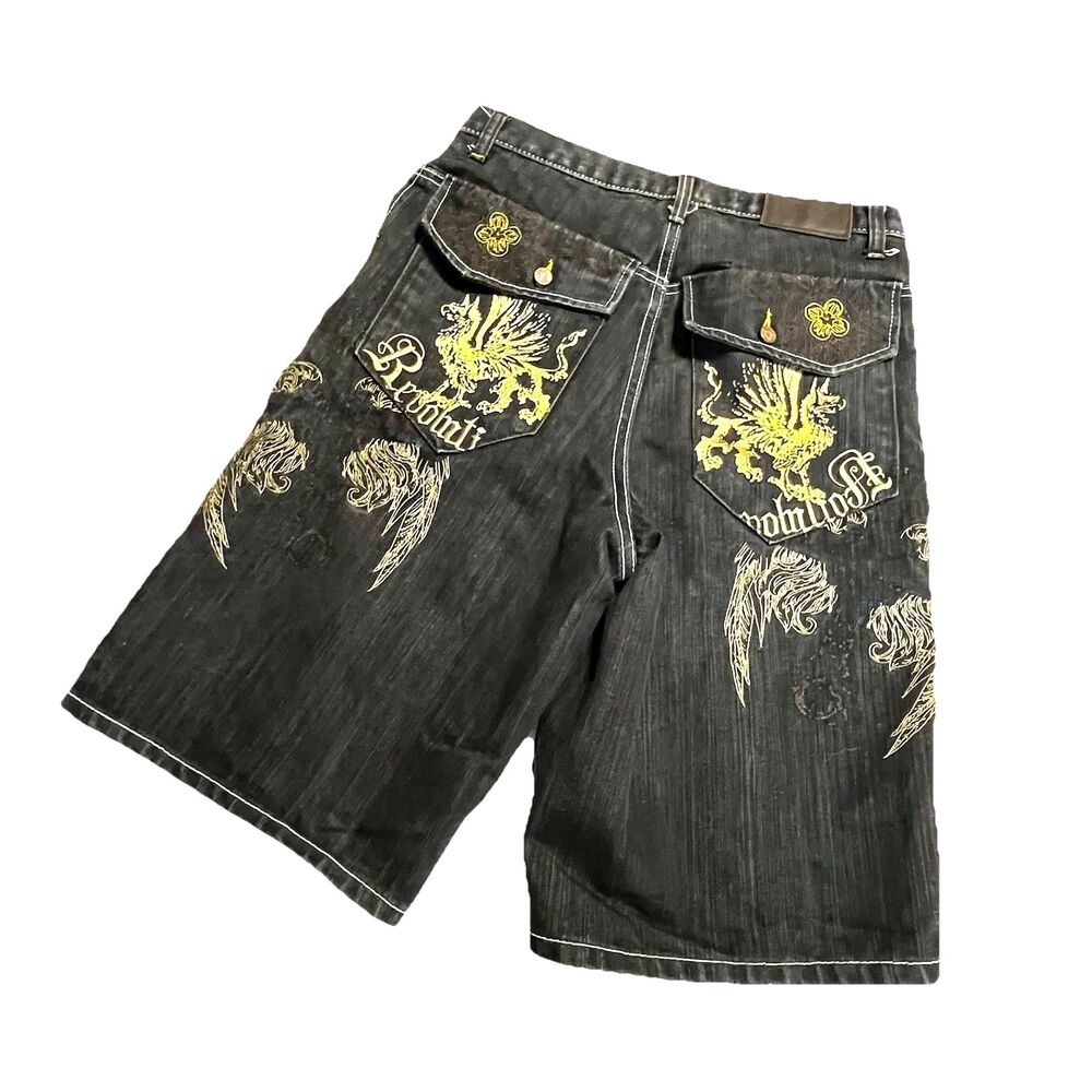 Attitude Gold Y2K Retro Baggy Skater Hip Hop Denim Shorts Men’s 32x12.5